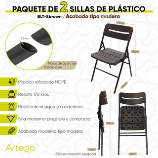 Foto 2 | Silla Plegable Artego Acabado Tipo Madera Plástico