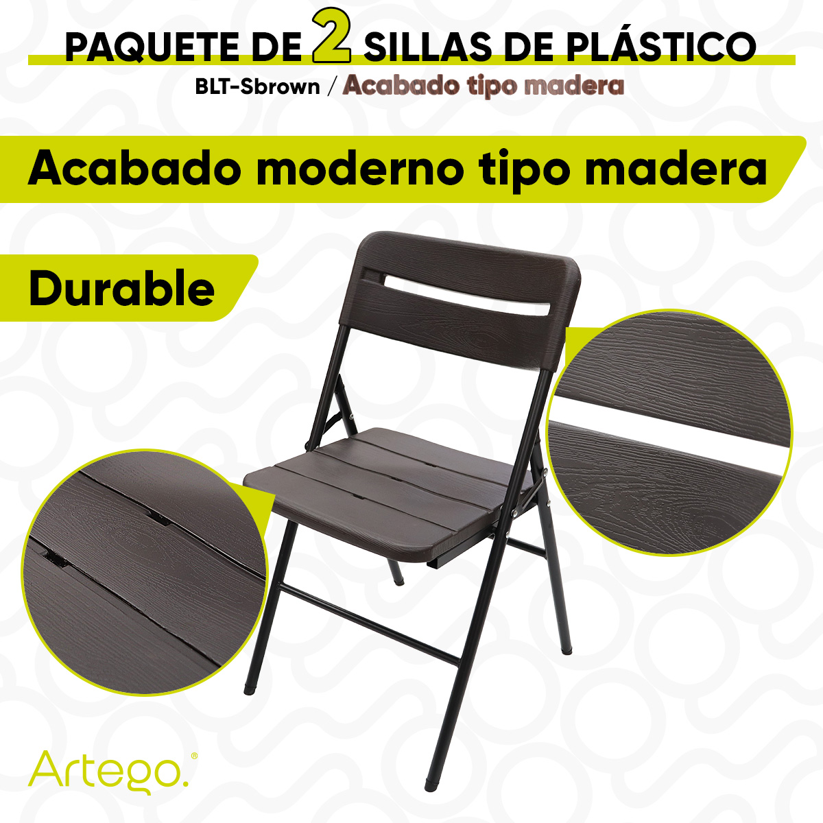 Foto 4 pulgar | Silla Plegable Artego Acabado Tipo Madera Plástico