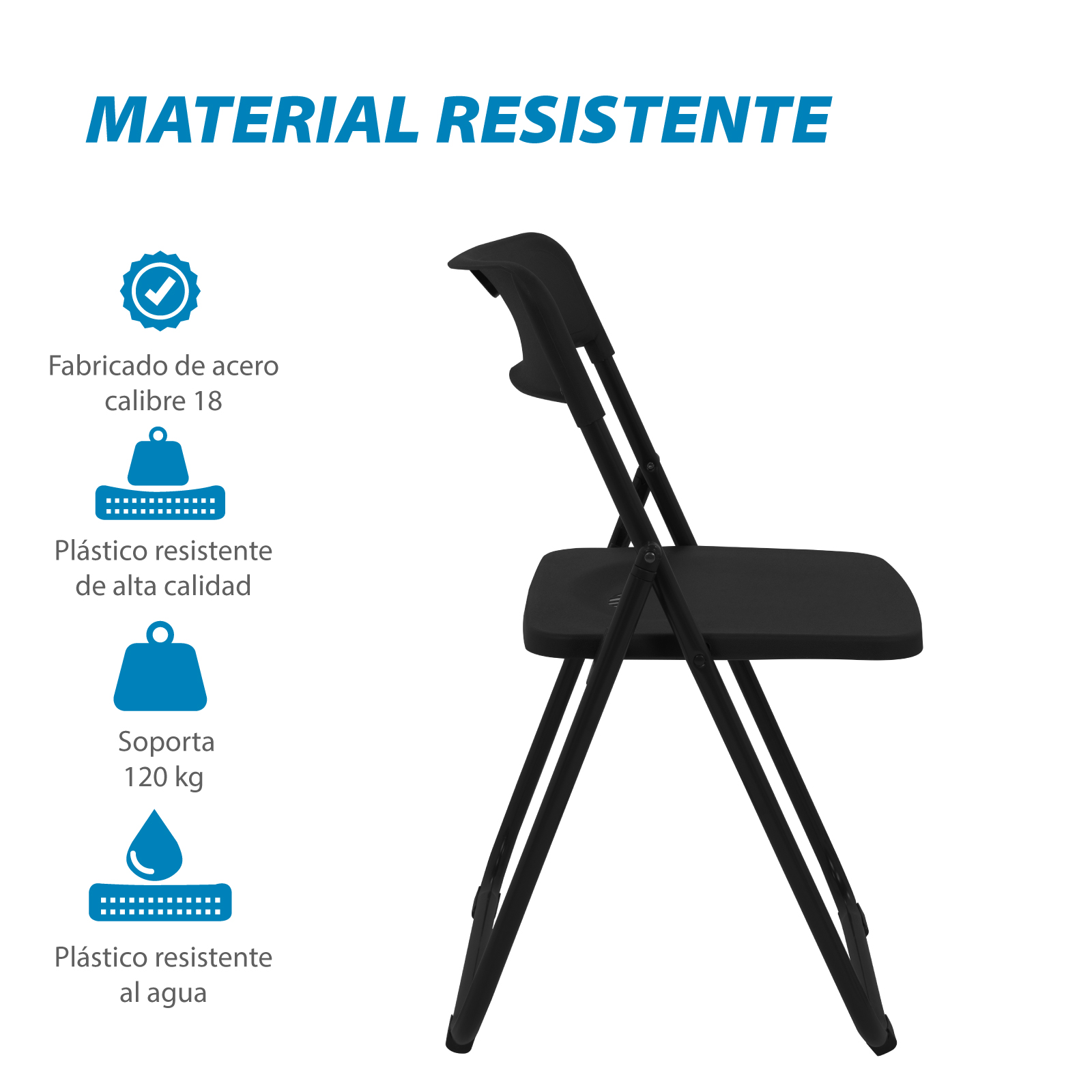 Foto 4 pulgar | Silla Plegable Onof Viviana con Patas Antiderrapante Multifuncional Color Negro