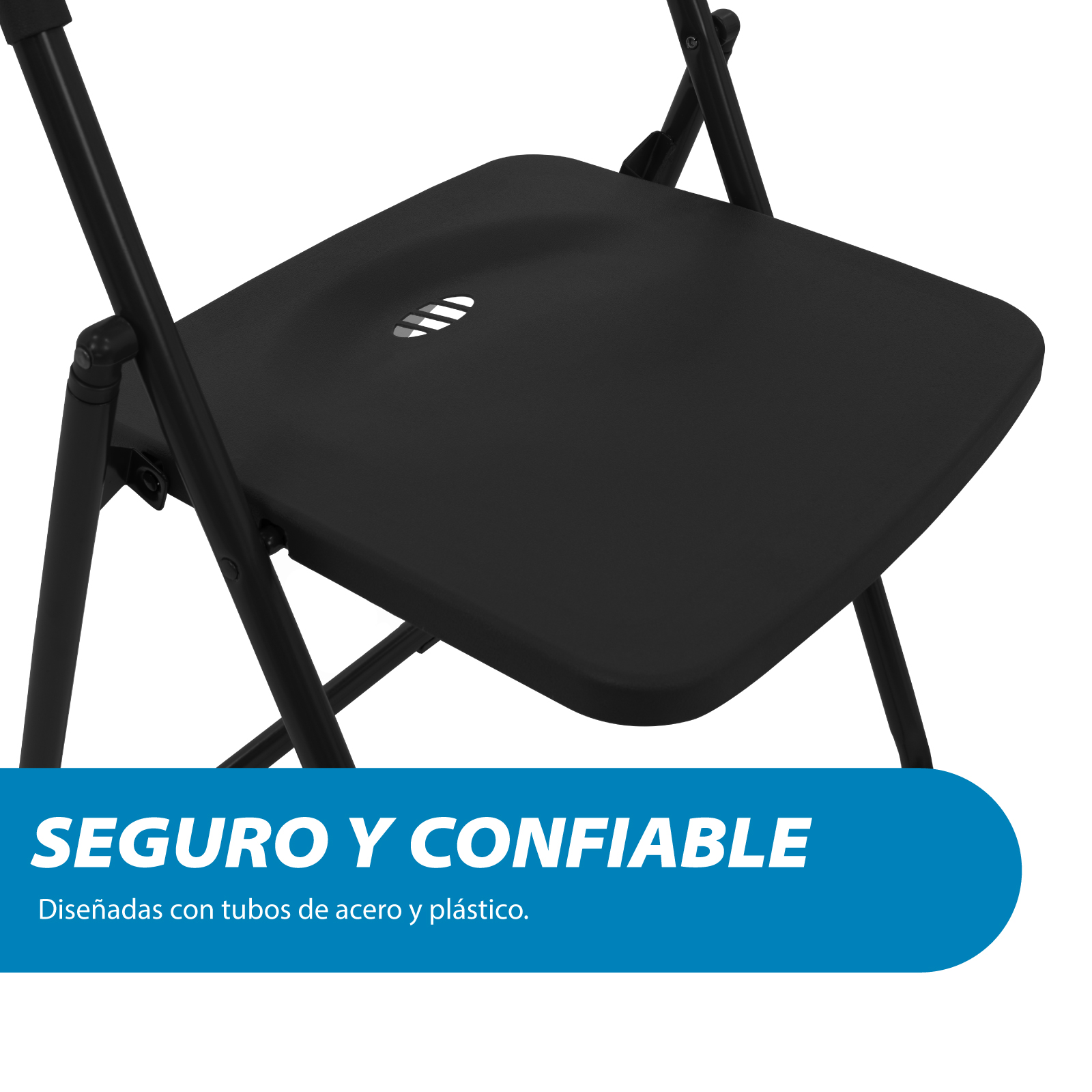 Foto 5 pulgar | Silla Plegable Onof Viviana con Patas Antiderrapante Multifuncional Color Negro