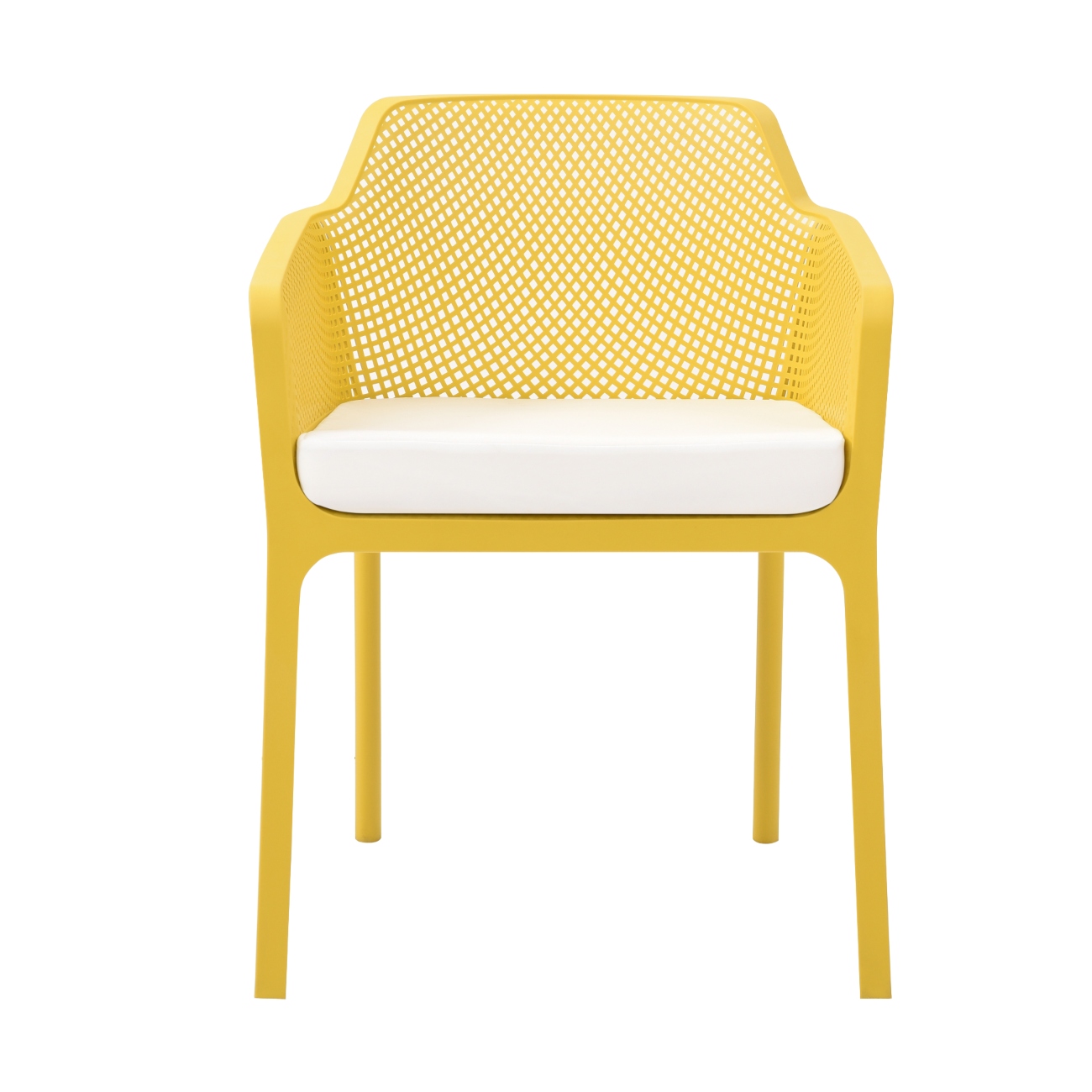 Silla De Exterior Apilable Amarilla Con Asiento Acolchado Impermeable De Espuma