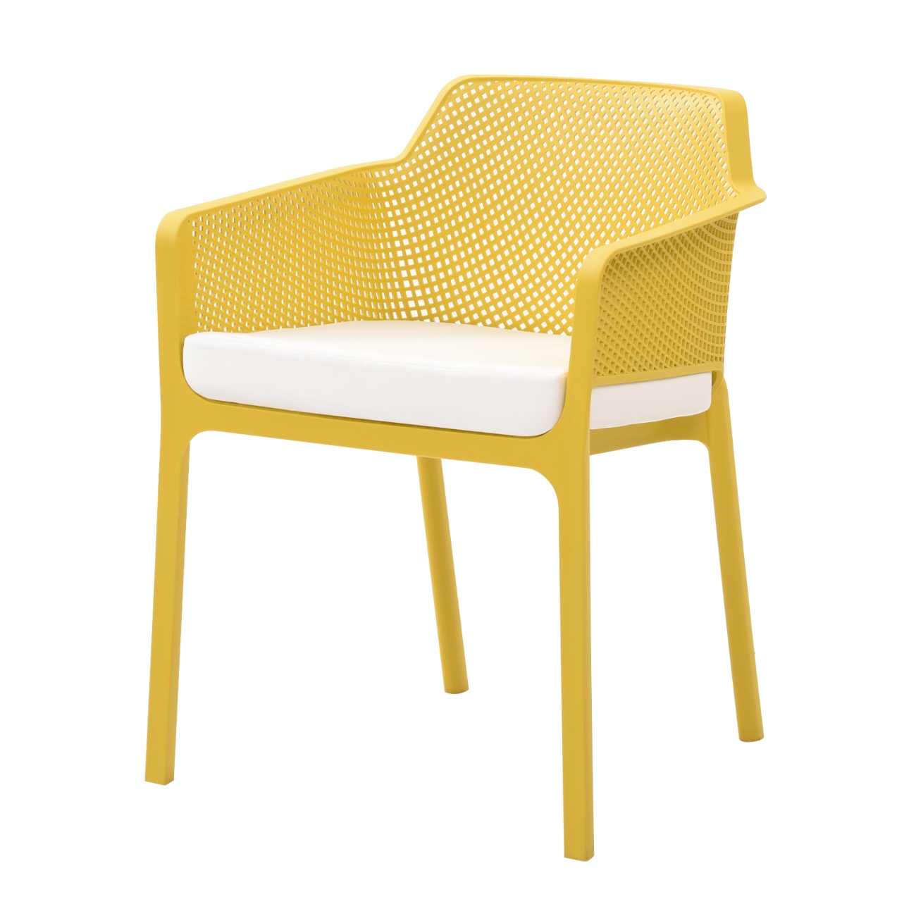 Foto 3 | Silla De Exterior Apilable Amarilla Con Asiento Acolchado Impermeable De Espuma