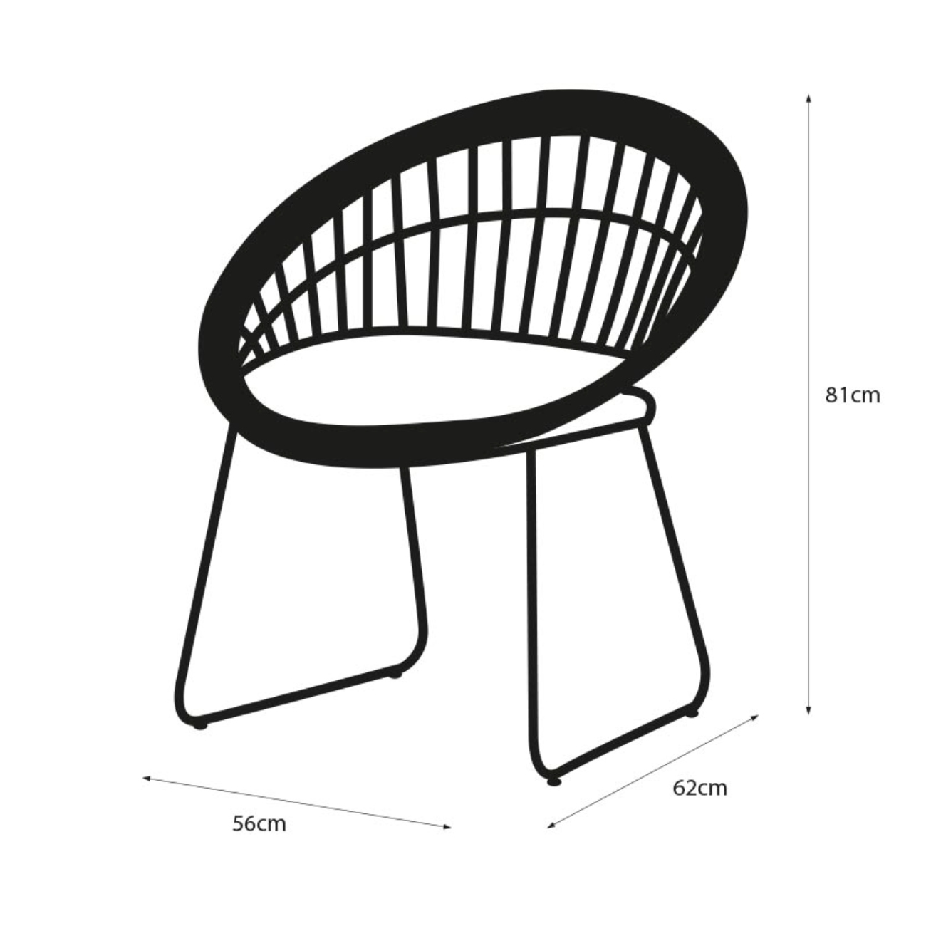 Foto 6 pulgar | Silla De Exterior Negra Con Asiento Acolchado Impermeable. Estructura De Acero Y Ratán Sintético