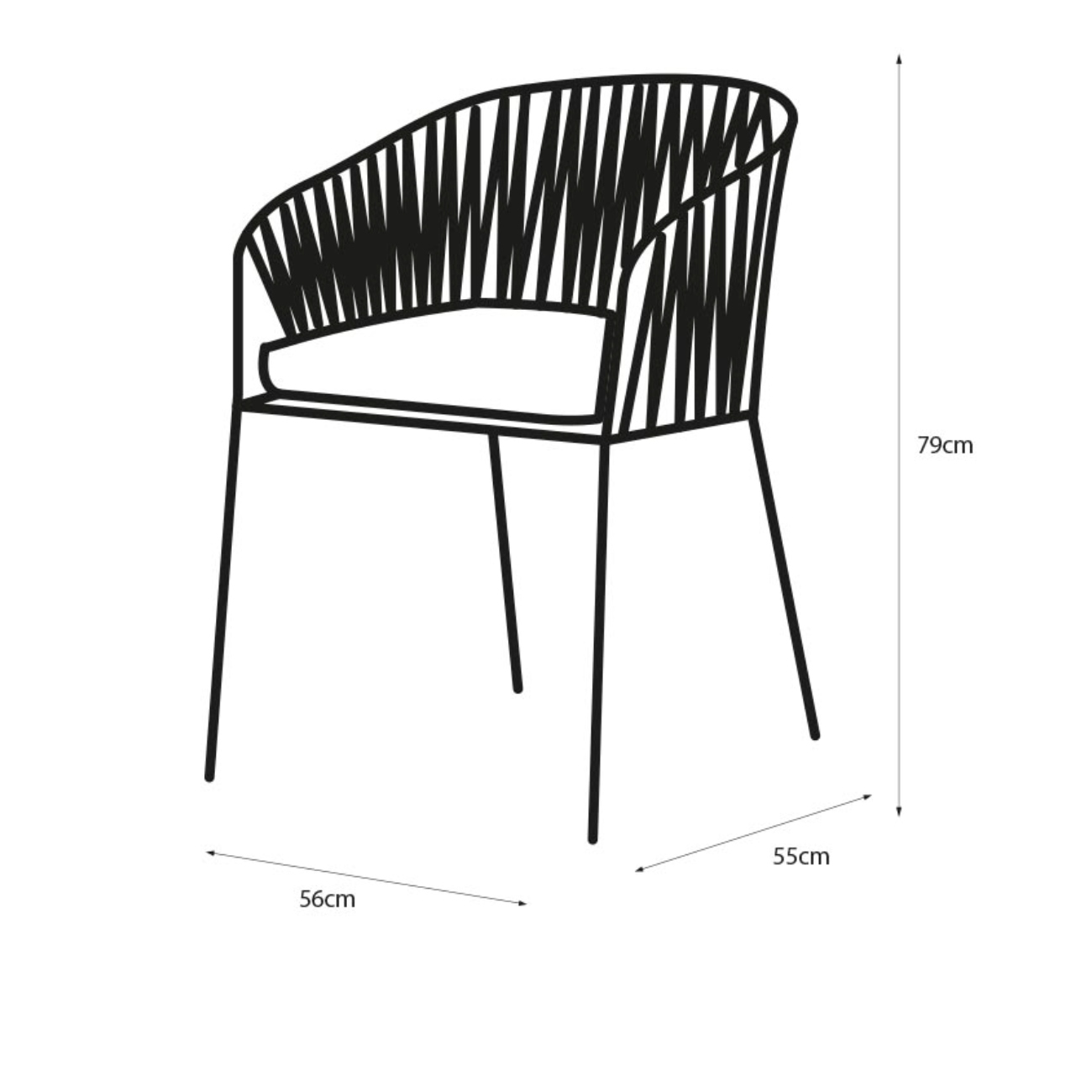 Foto 5 | Silla De Exterior Negra Y Beige Con Asiento Acolchado De Hule Espuma. Estructura De Aluminio Y Cuerda Sintética