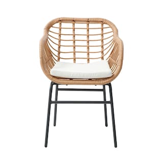 Foto 1 | Silla De Exterior Café Con Asiento Acolchado Impermeable De Hule Espuma. Estructura De Aluminio Y Ratán Sintético
