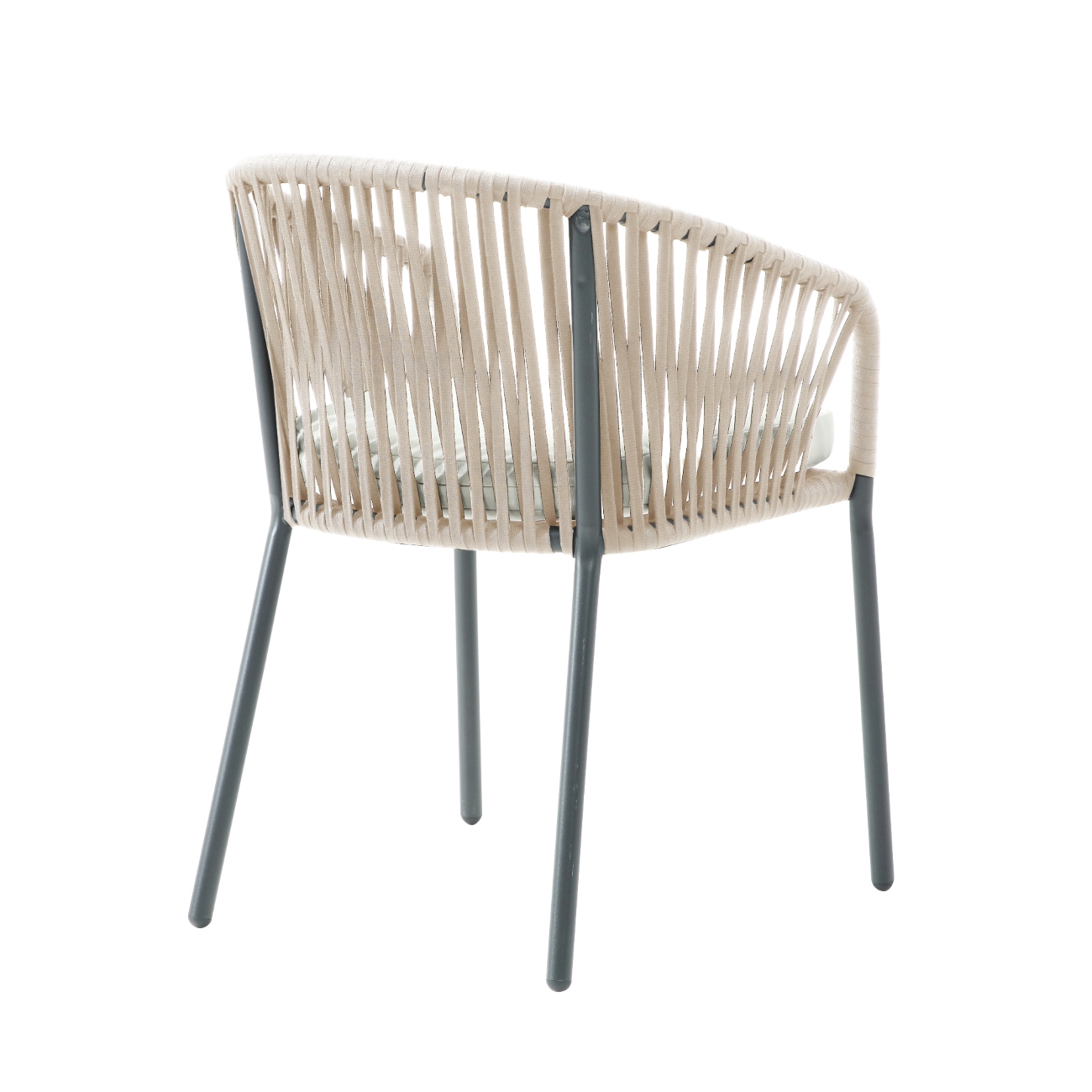 Foto 4 pulgar | Silla De Exterior Beige Con Asiento Acolchado De Hule Espuma. Estructura De Aluminio Y Cuerda Sintética