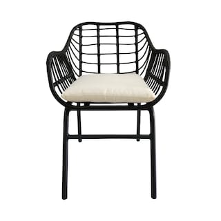 Foto 1 | Silla De Exterior Negra Con Asiento Acolchado Impermeable De Hule Espuma. Estructura De Aluminio Y Ratán Sintético