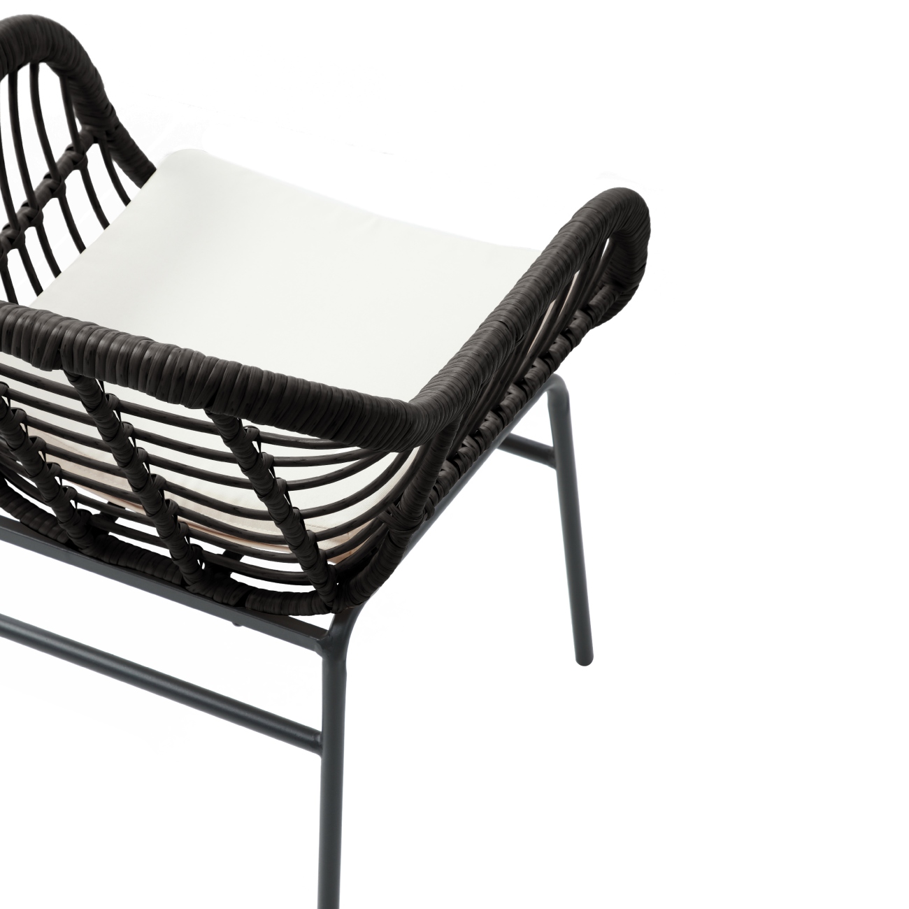 Foto 5 | Silla De Exterior Negra Con Asiento Acolchado Impermeable De Hule Espuma. Estructura De Aluminio Y Ratán Sintético