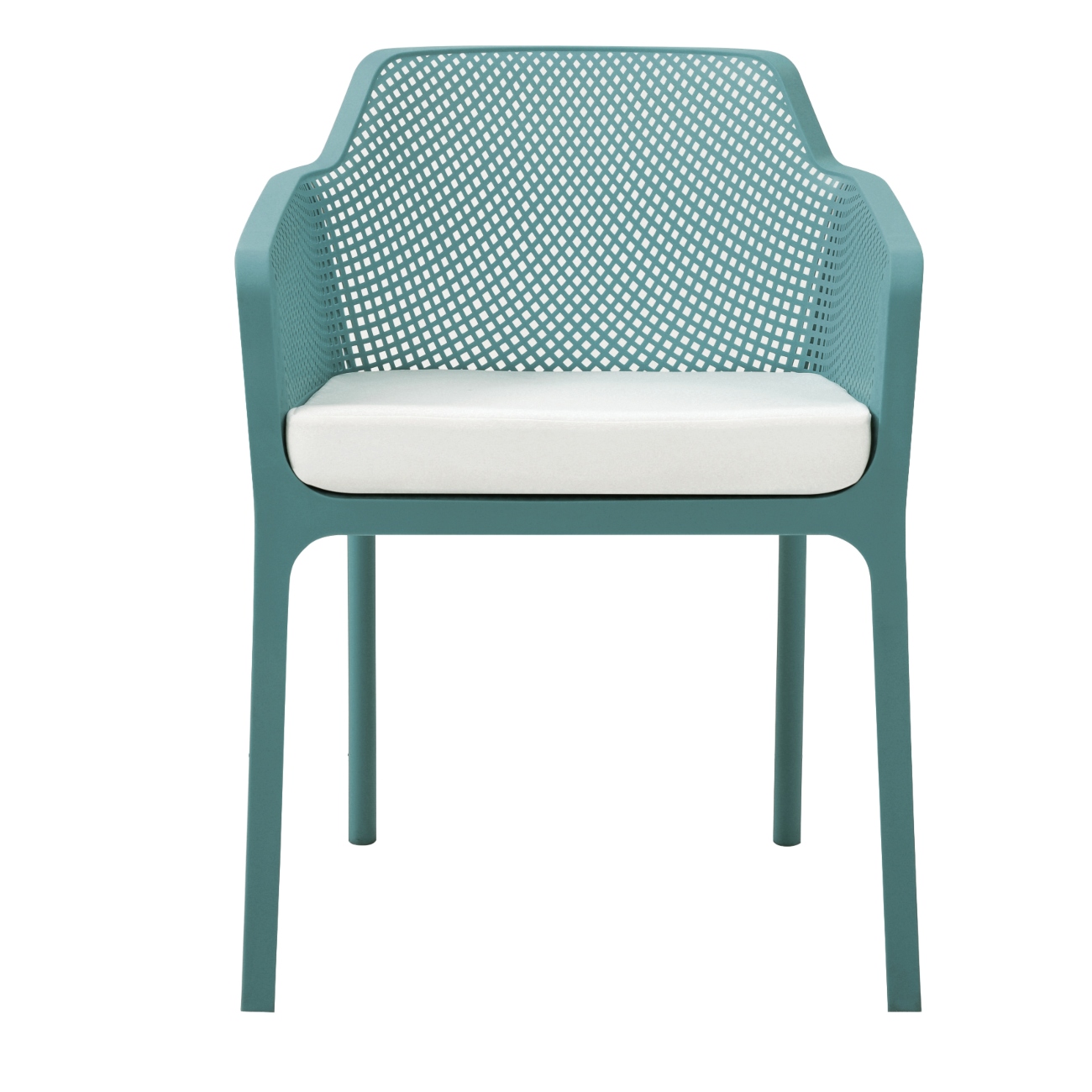 Silla De Exterior Apilable Azul Con Asiento Acolchado Impermeable De Espuma