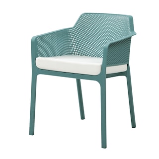 Foto 2 | Silla De Exterior Apilable Azul Con Asiento Acolchado Impermeable De Espuma