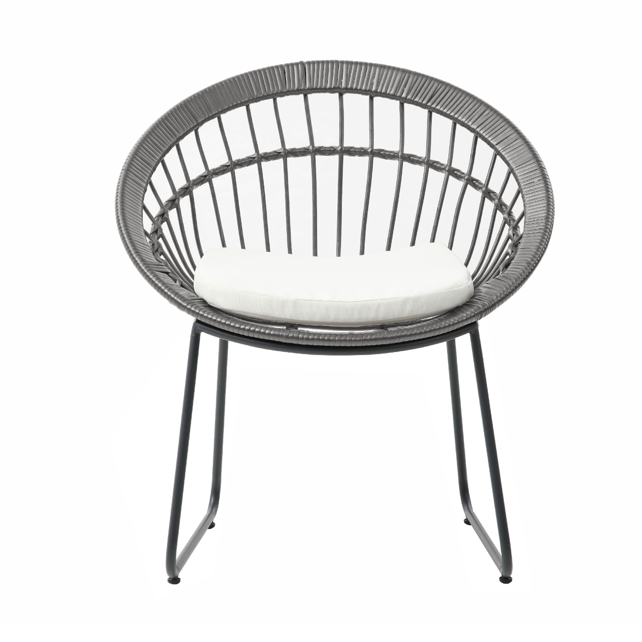 Foto 2 pulgar | Silla De Exterior Gris Con Asiento Acolchado Impermeable. Estructura De Acero Y Ratán Sintético