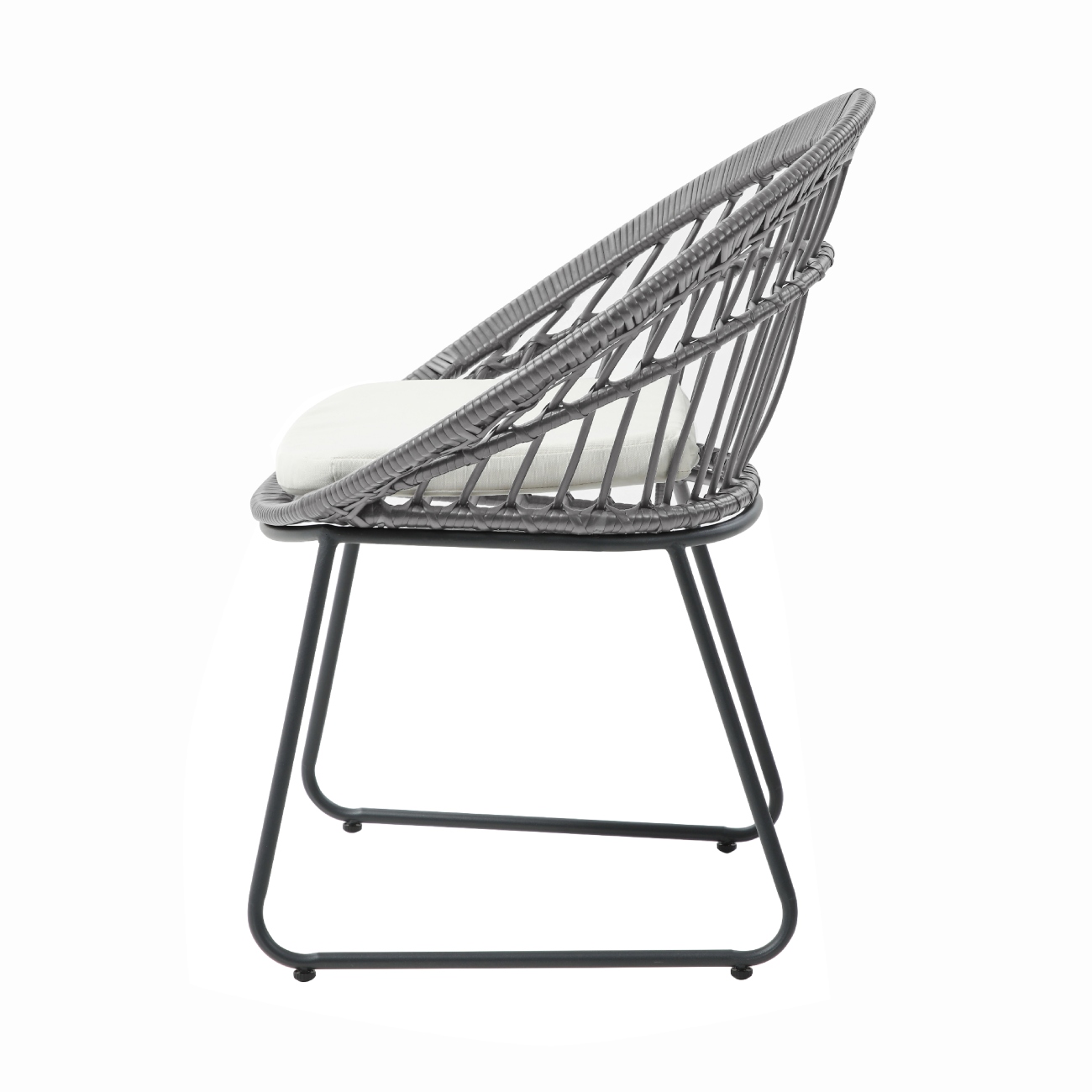 Foto 3 pulgar | Silla De Exterior Gris Con Asiento Acolchado Impermeable. Estructura De Acero Y Ratán Sintético