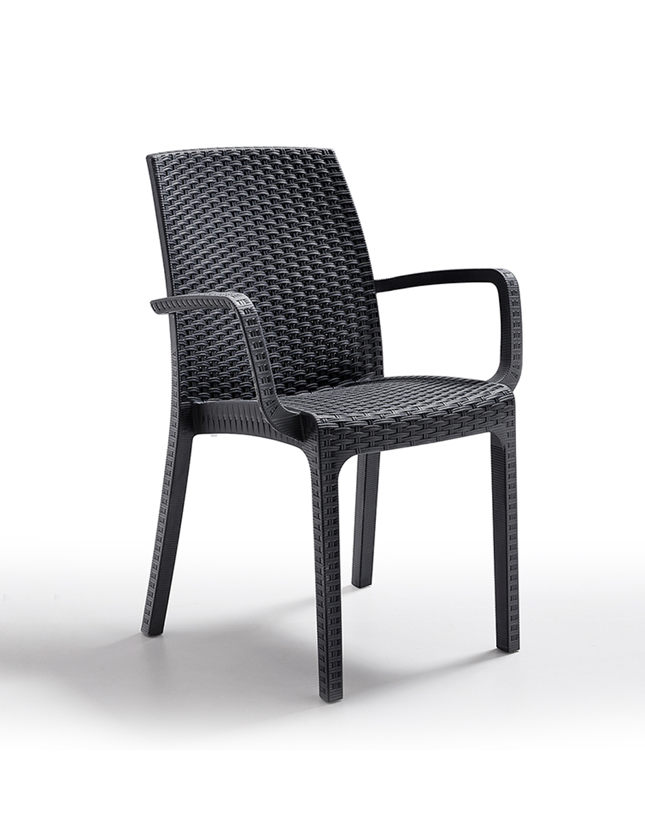 Foto 2 pulgar | Silla de Jardín con Brazos Gris Antracita de Polipropileno con Filtro UV