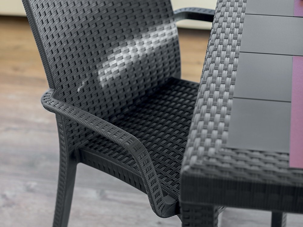 Foto 3 pulgar | Silla de Jardín con Brazos Gris Antracita de Polipropileno con Filtro UV