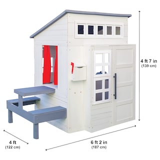 Foto 7 | Casa De Juegos De Madera Para Exteriores Kidkraft Modern Con Mesa De Pícnic - Venta Internacional.