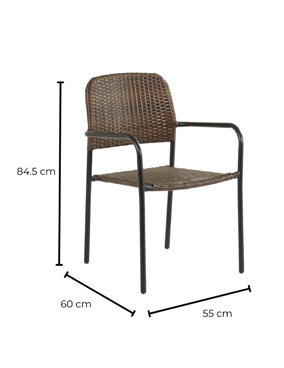 Foto 8 | Naterial Silla De Jardín Tipo Ratán Con Descansabrazos Estructura De Acero , Modelo Zena