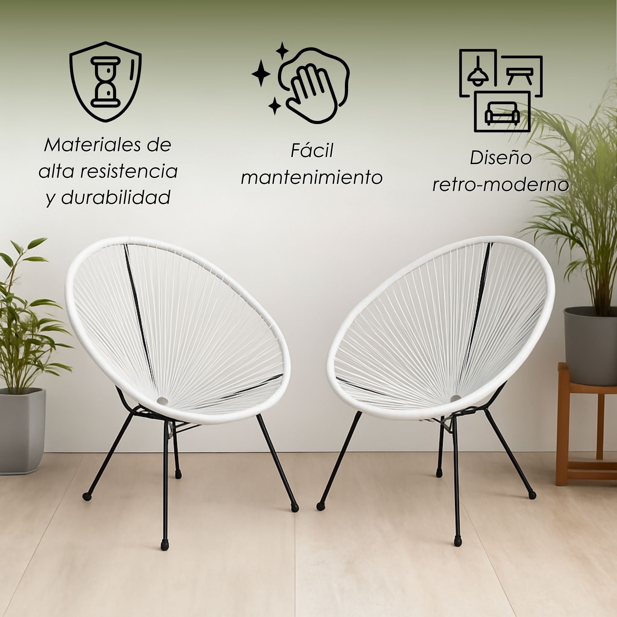Foto 4 pulgar | Ilios Innova | Sillas Estilo Acapulco Con Estructura De Acero Y Diseño Retro Moderno – Ideales Para Exterior E Interio