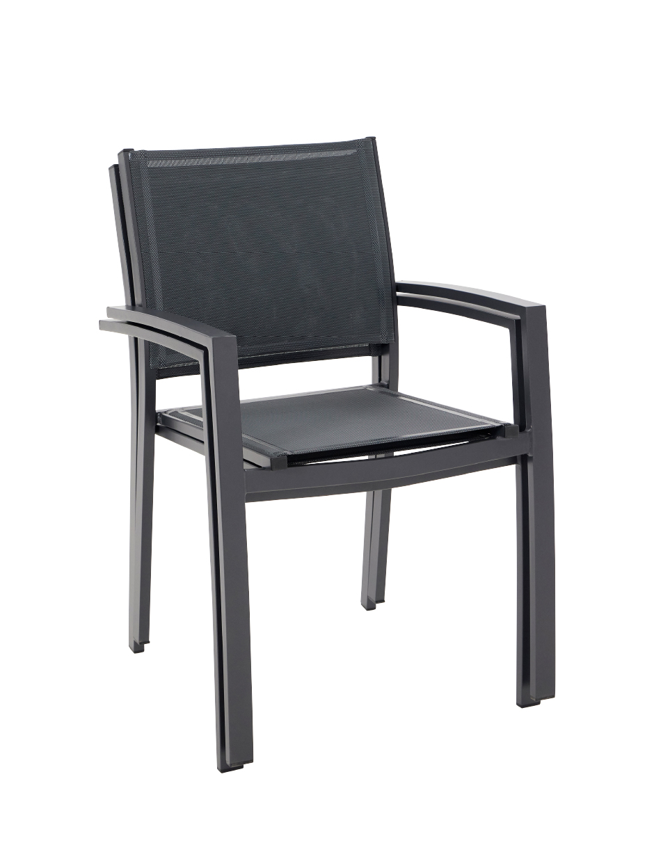 Foto 5 pulgar | Naterial Silla De Jardín Apilable De Aluminio Y Textileno Con Brazos Para Exterior , Modelo Lyra Beta