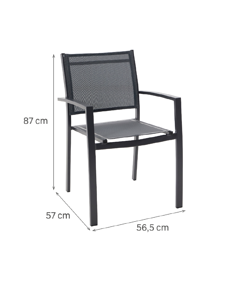 Foto 8 | Naterial Silla De Jardín Apilable De Aluminio Y Textileno Con Brazos Para Exterior , Modelo Lyra Beta
