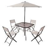 Juego De Jardin 6 Piezas Sillas Exterior Mesa Con Sombrilla