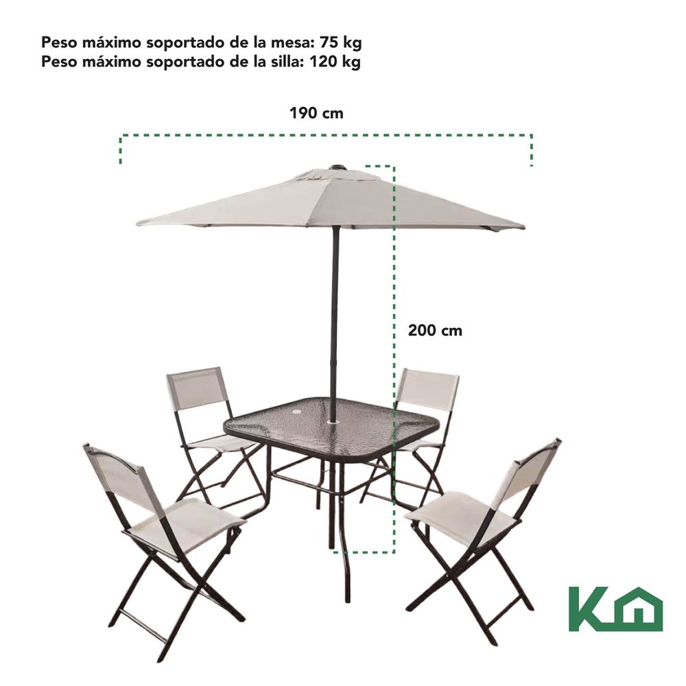 Foto 7 pulgar | Juego De Jardin 6 Piezas Sillas Exterior Mesa Con Sombrilla