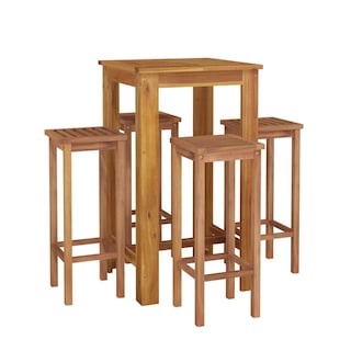Foto 1 | Juego De Comedor Para Patio Vidaxl De 5 Piezas Con Mesa Y Sillas De Madera De Acacia - Venta Internacional.