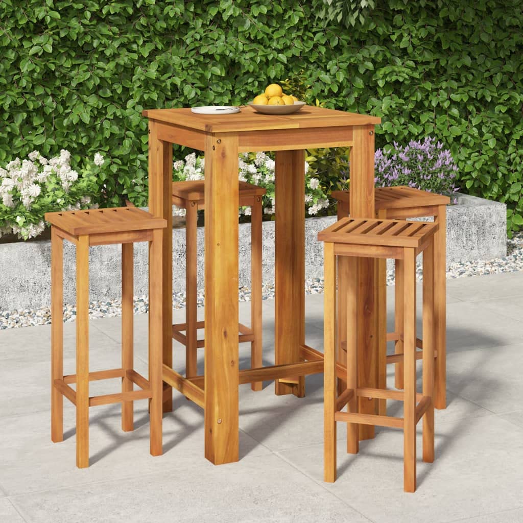 Foto 3 pulgar | Juego De Comedor Para Patio Vidaxl De 5 Piezas Con Mesa Y Sillas De Madera De Acacia - Venta Internacional.