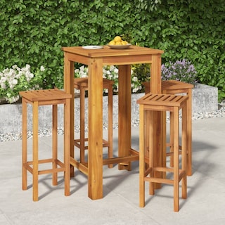 Foto 2 | Juego De Comedor Para Patio Vidaxl De 5 Piezas Con Mesa Y Sillas De Madera De Acacia - Venta Internacional.
