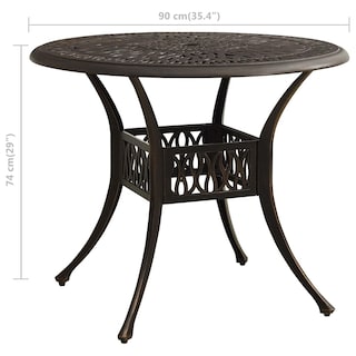 Foto 7 | Mesa De Patio Vidaxl Redonda De Aluminio Fundido En Bronce 90 X 90 X 74 Cm - Venta Internacional.