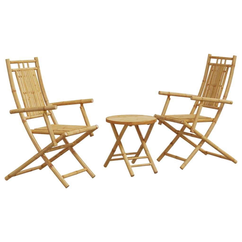Foto 2 pulgar | Set Bistro Vidaxl De Muebles De Patio De Bambú Plegables  3 Piezas - Venta Internacional.