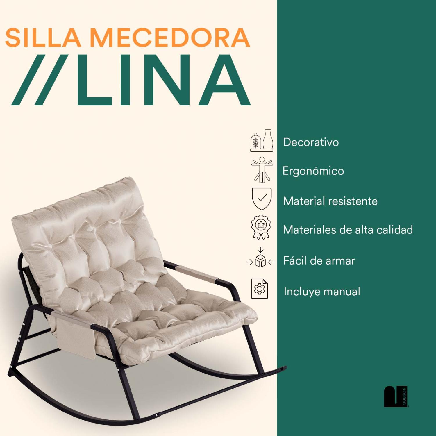 Foto 3 pulgar | Silla Mecedora Mubson Lina