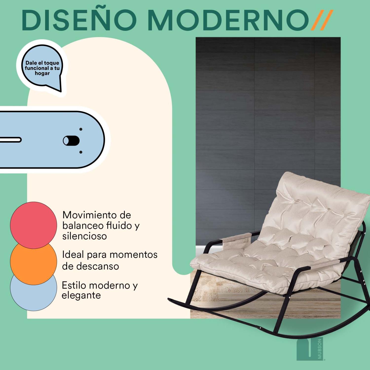 Foto 5 pulgar | Silla Mecedora Mubson Lina