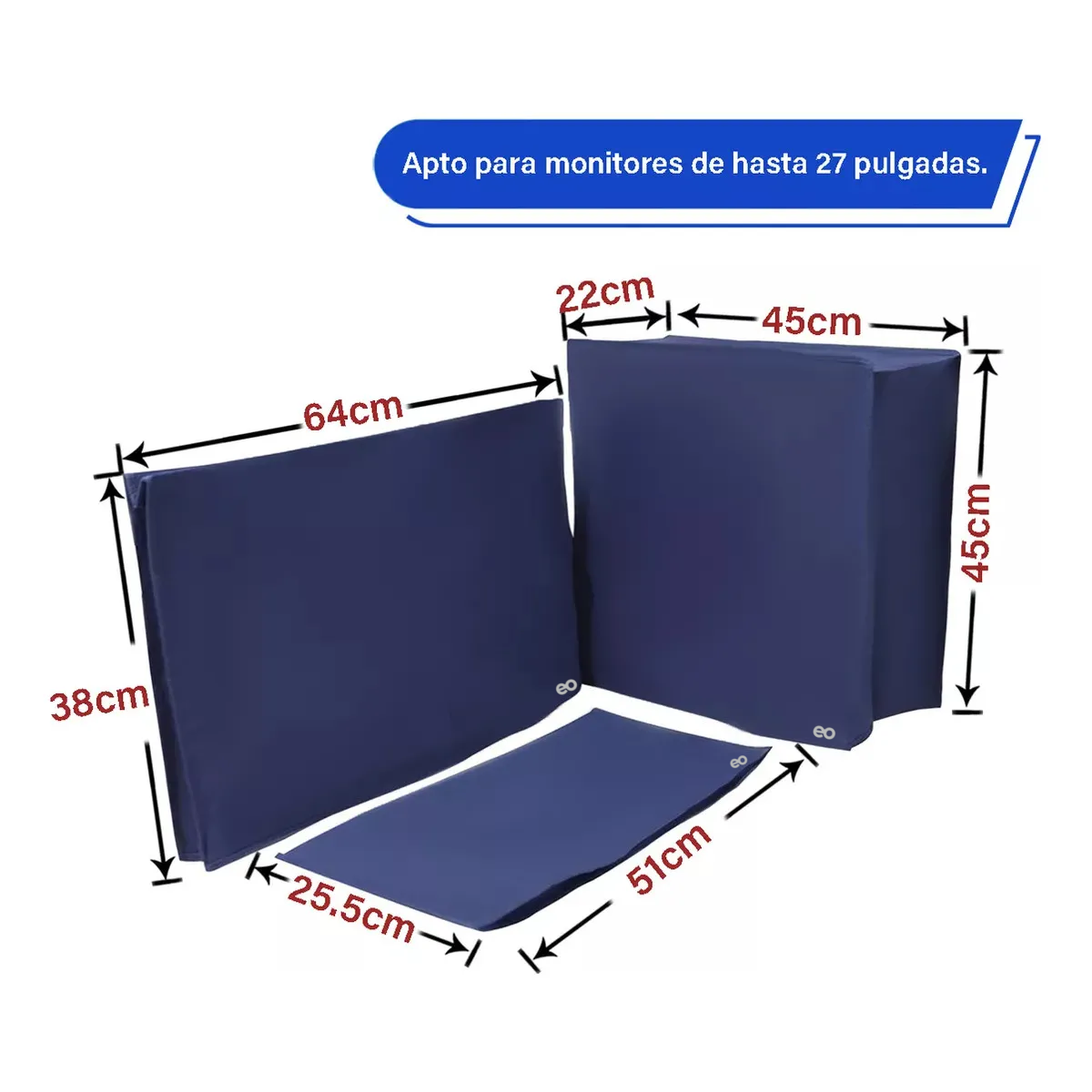 Foto 3 pulgar | Kit Fundas Antipolvo Impermeable Pc Monitor  Cpu Y Teclado  Eo Safe Imports Esi-20134 Azul