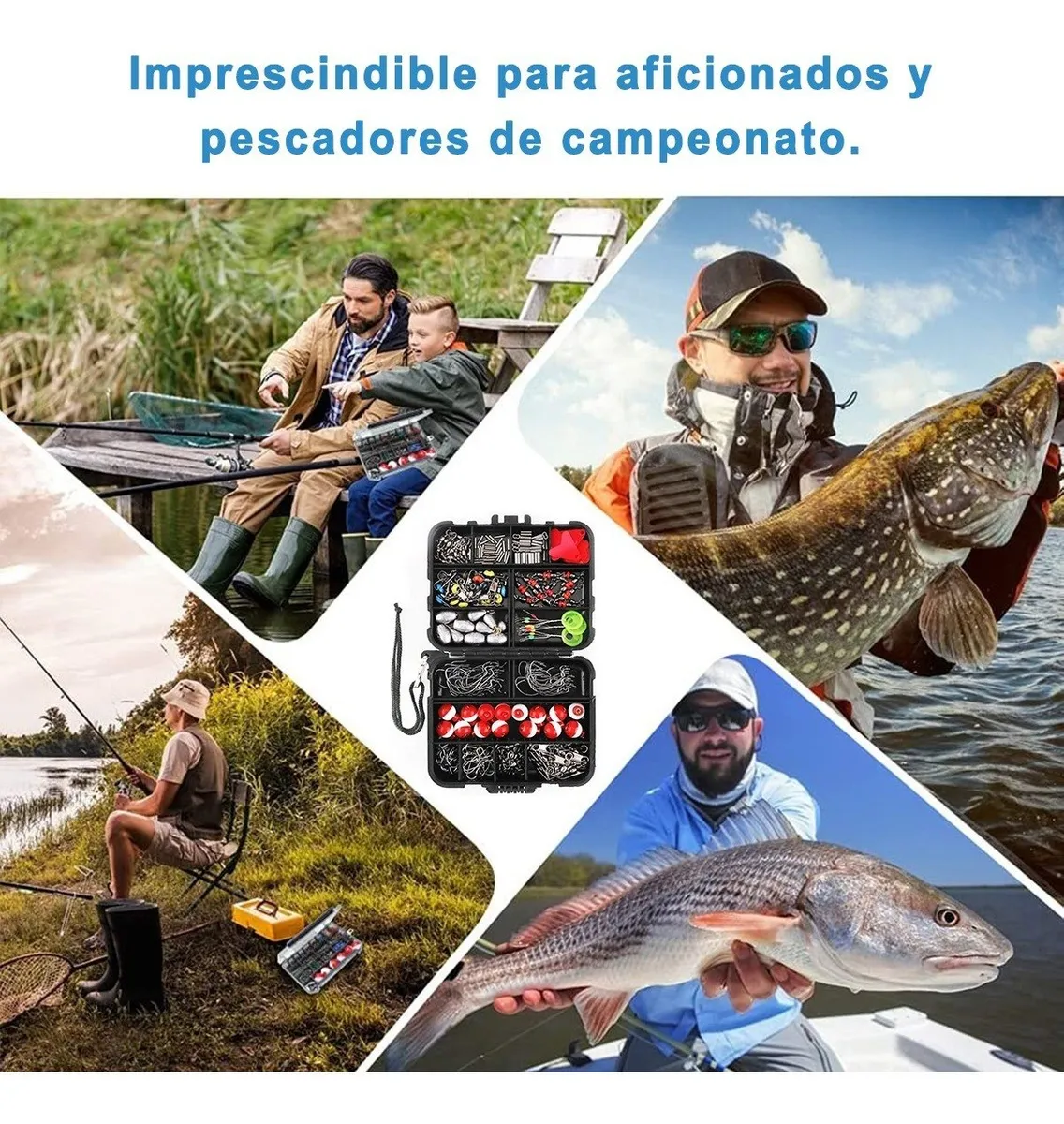 Foto 4 pulgar | Kit de Accesorios para Pesca 264 Piezas color Negro con Rojo