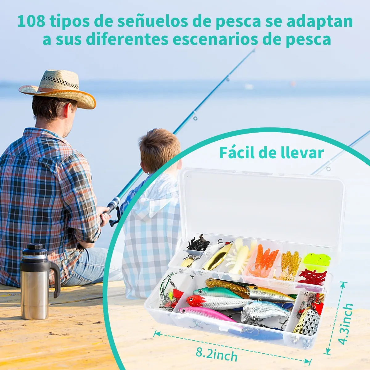 Foto 3 pulgar | Señuelos para Pesca de Río Kit de 108 Cebos Pesca