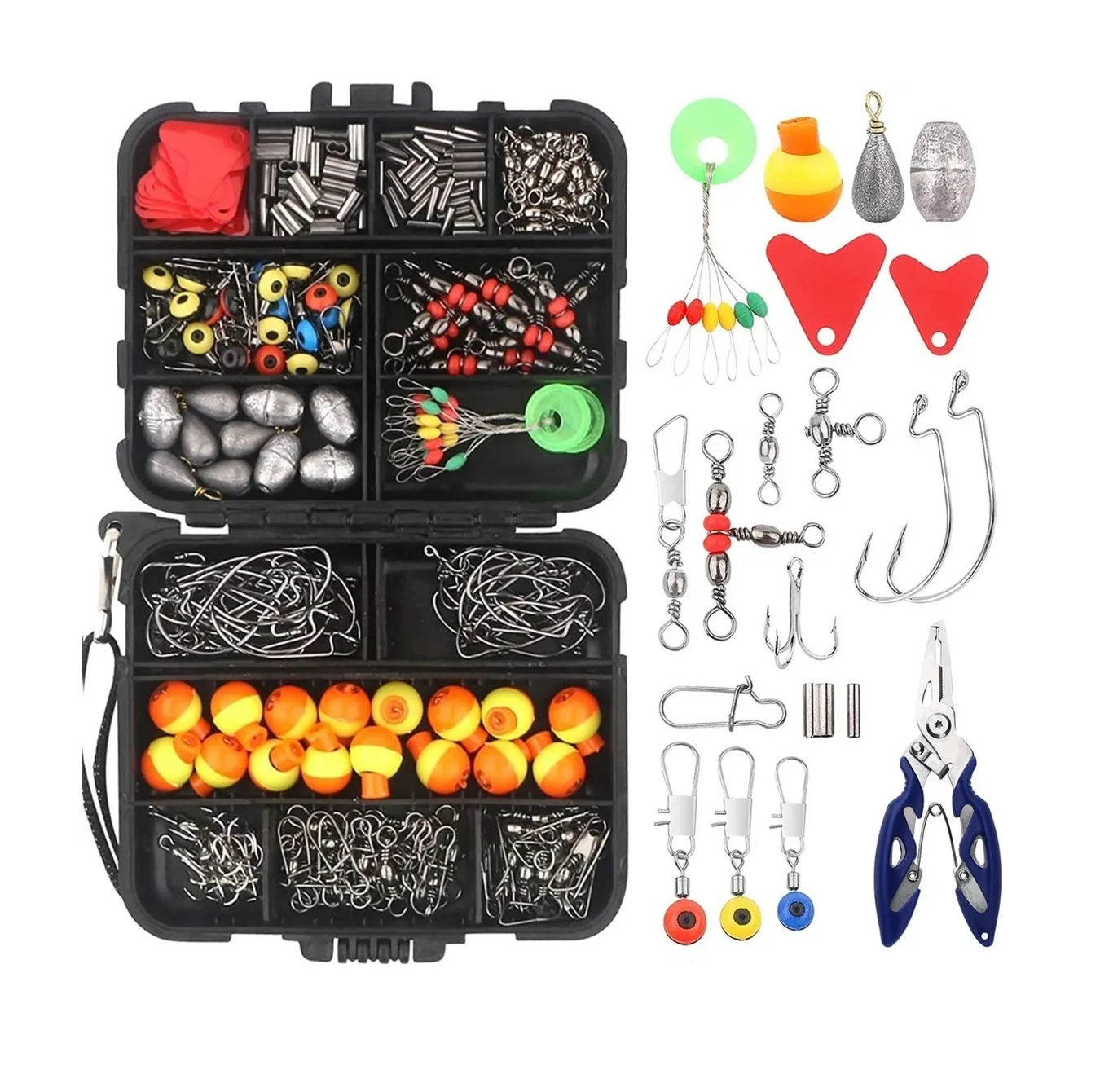 Kit de Accesorios para Pesca 264 Piezas color Negro con Amarillo