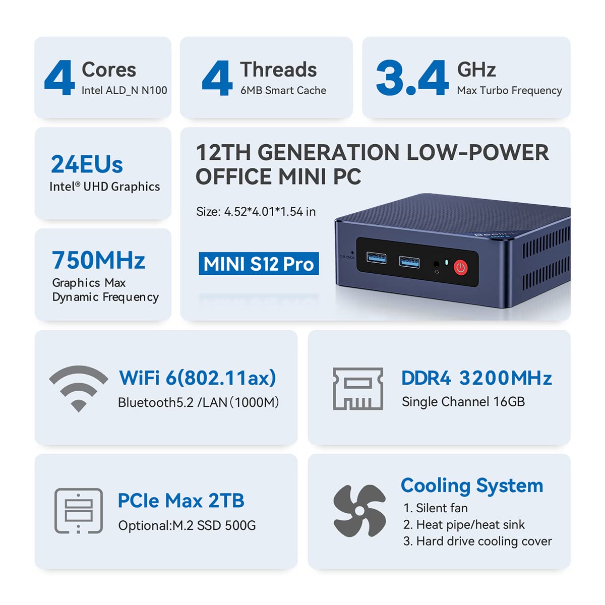 Foto 3 | Mini PC Beelink Minis12 Pro Intel N100 de 16 GB de RAM y 500 GB de SSD - Venta Internacional