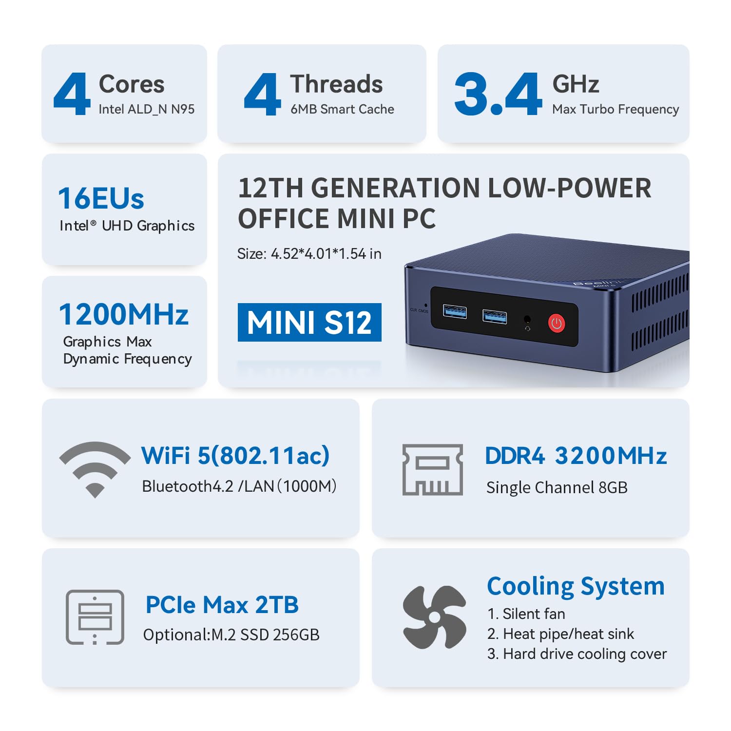 Foto 3 | Mini PC Beelink N95 Intel 12.º 8 GB de RAM 256 GB SSD Wifi 5 4K - Venta Internacional