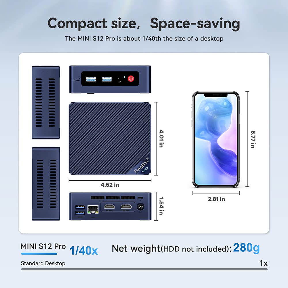 Foto 2 | Mini PC Beelink Mini S12 N100 16 GB RAM 500 GB SSD 4K UHD HDMI - Venta Internacional