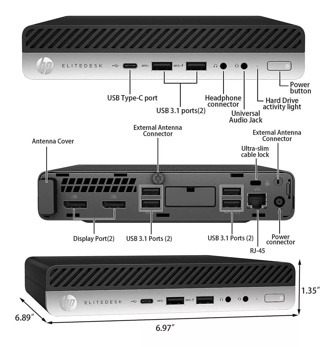 Foto 5 pulgar | Mini Ordenador de Sobremesa Hp Elitedesk 800 G3 I5-6500t 8gb 256gb - Venta Internacional