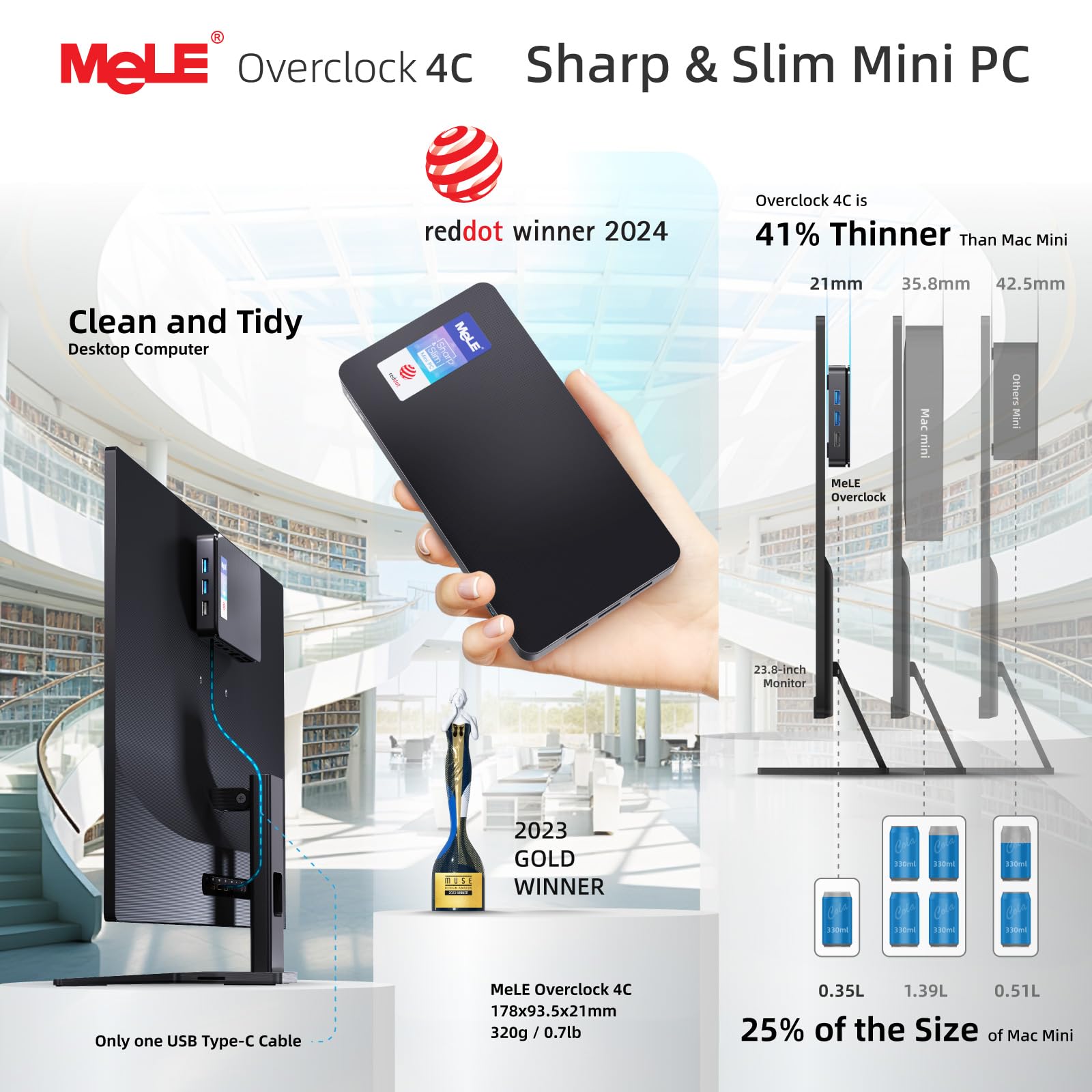 Foto 7 pulgar | Mini Pc Mele Overclock4c N95 32 Gb Ddr4 512 Gb 4k Con Triple Pantalla - Venta Internacional.