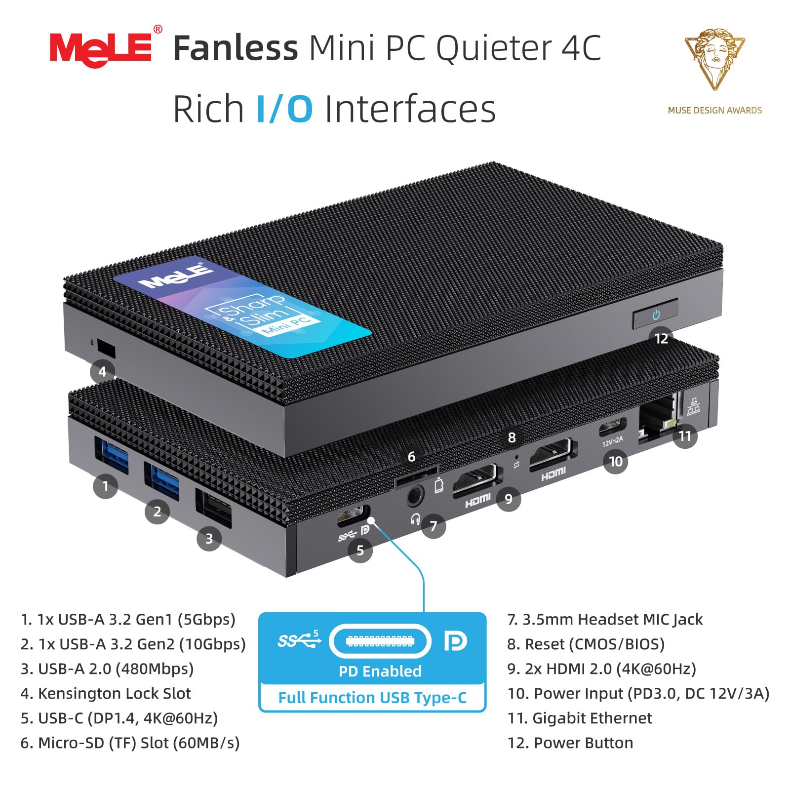 Foto 2 | Mini Pc Mele Quieter 4c 12.ª Generación N100 8 Gb 256 Gb Ssd 4k - Venta Internacional.