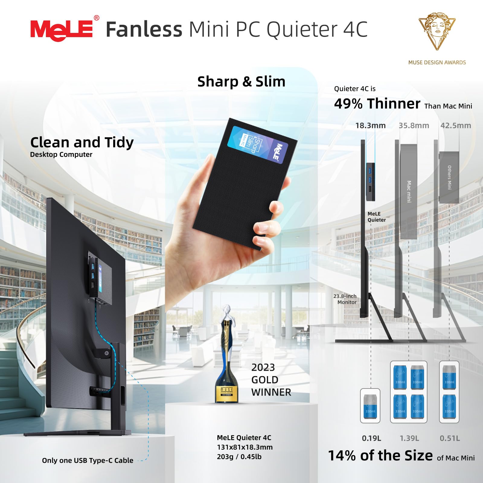 Foto 7 | Mini Pc Mele Quieter 4c 12.ª Generación N100 8 Gb 256 Gb Ssd 4k - Venta Internacional.