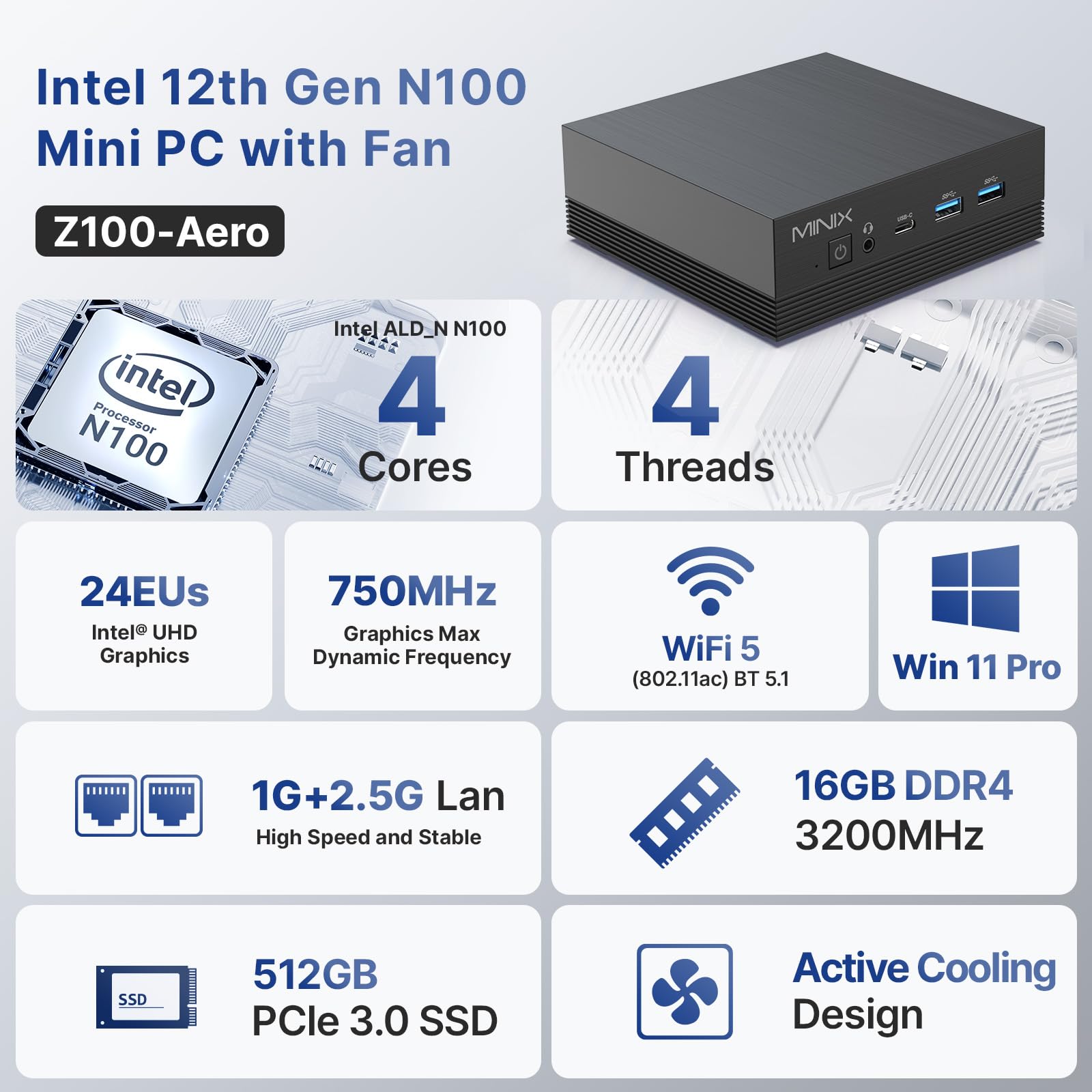 Foto 3 pulgar | Mini Pc Minix Z100-aero Intel 12.ª Generación N100 16 Gb 512 Gb Ssd - Venta Internacional.