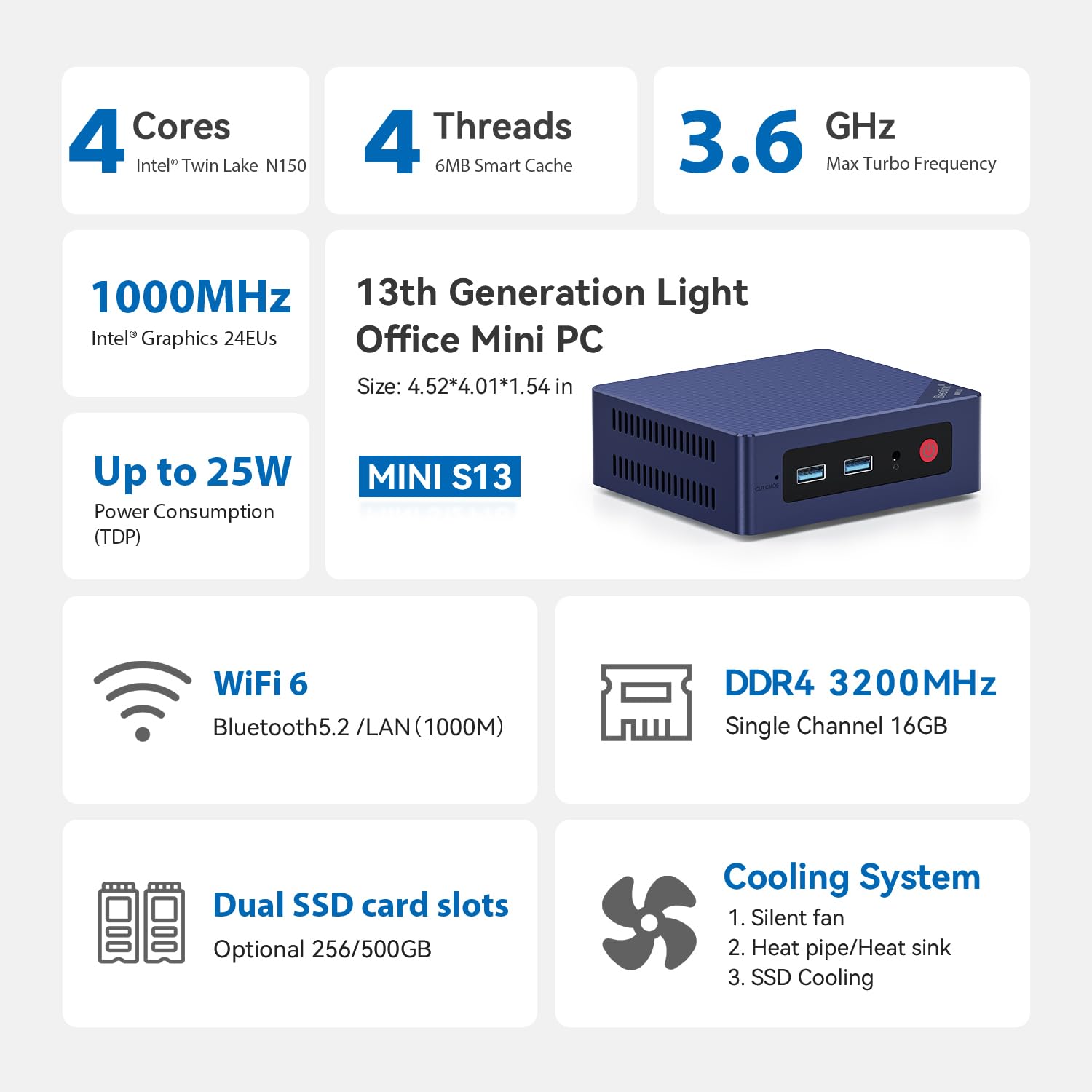 Foto 4 pulgar | Mini Pc Beelink Mini S13 Intel Twin Lake N150 16 Gb/1 Tb Ssd - Venta Internacional