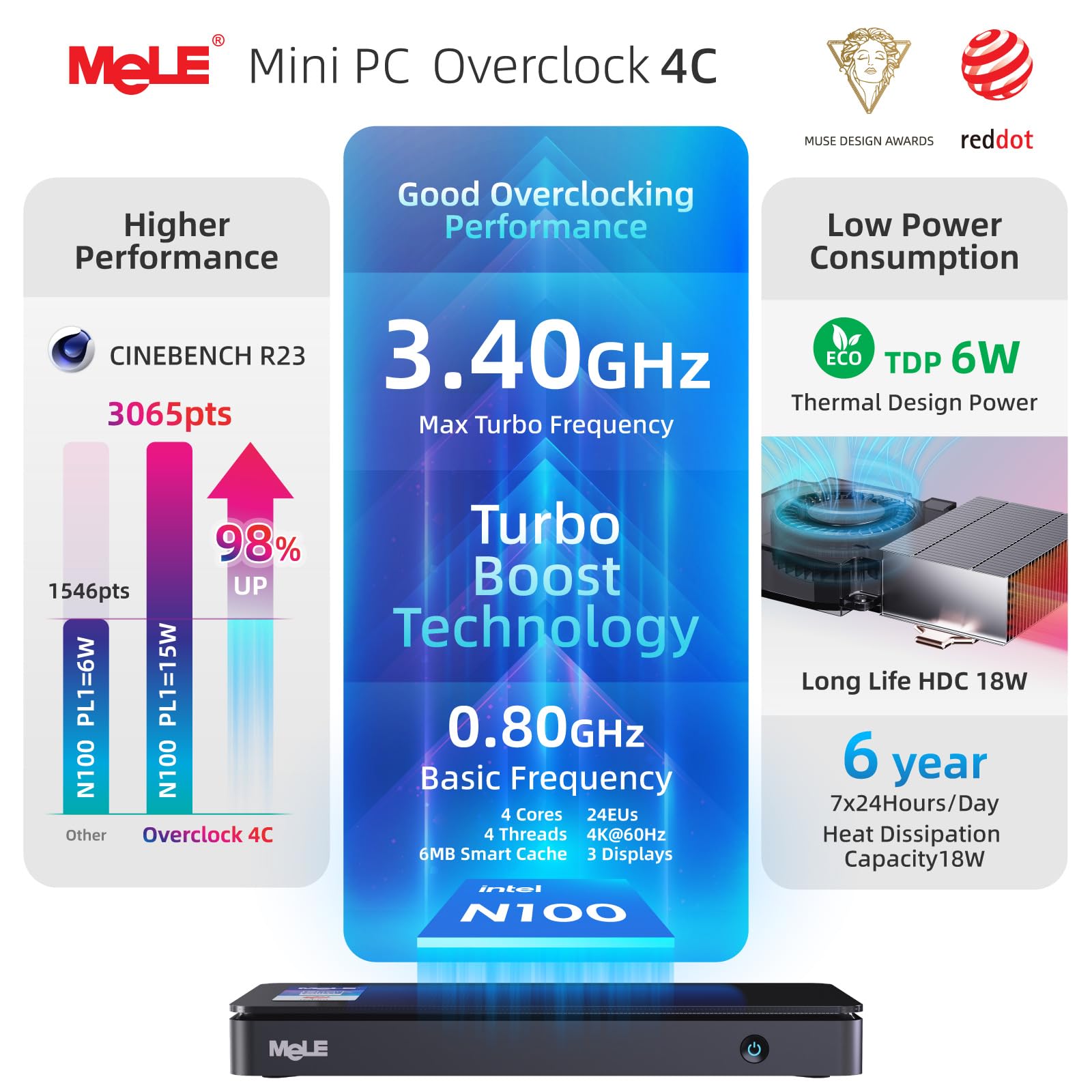 Foto 5 pulgar | Mini Pc Mele Overclock4c N100 12ª Generación, 16 Gb De Ram, 512 Gb Ssd - Venta Internacional.