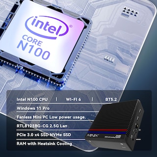 Foto 6 | Mini Pc Minix Z100-0db Sin Ventilador Intel 12.º N100 8 Gb 256 Gb W11 - Venta Internacional.