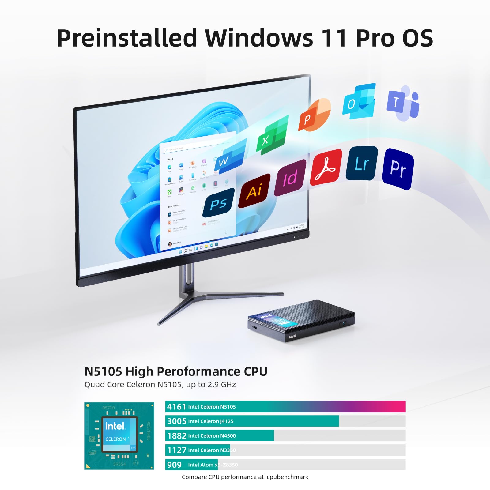Foto 4 pulgar | Mini Pc Mele Quieter3q Celeron N5105 8 Gb De Ram 128 Gb Ssd Win11 - Venta Internacional.