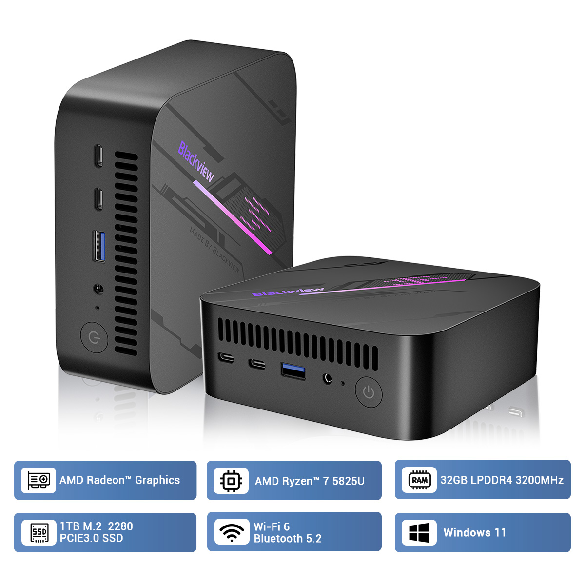 Foto 2 pulgar | Mini Pc Blackview Mp100 Amd Ryzen 7 5825u 32 Gb Ram 1 Tb Ssd - Venta Internacional.