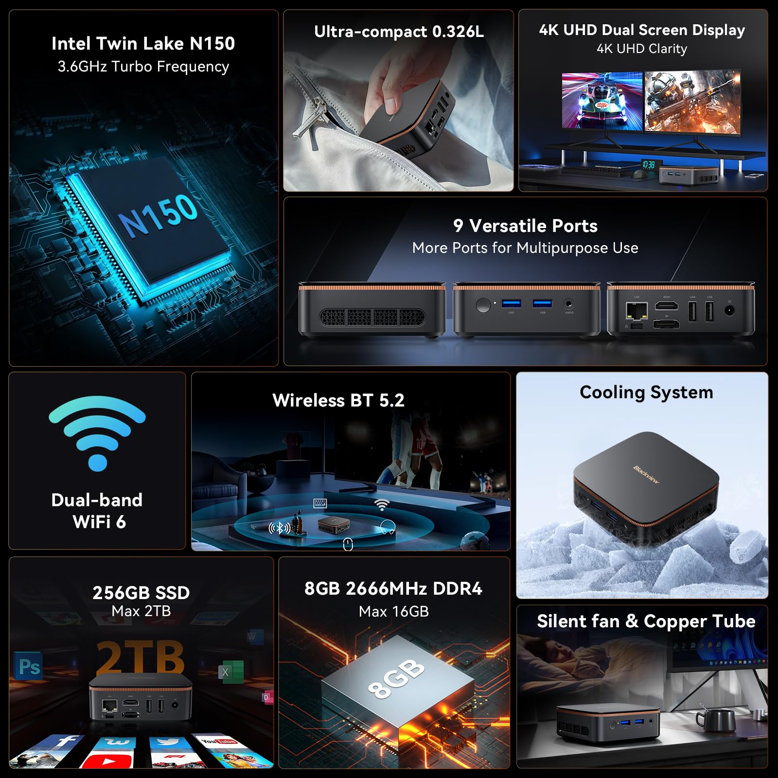 Foto 4 pulgar | Mini Pc Blackview 2025 Mp20 W11 Pro Intel N150 8 Gb 256 Gb Ssd - Venta Internacional